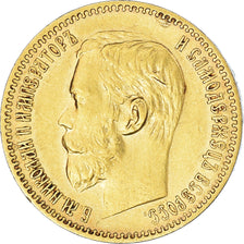 Coin, Russia, Nicholas II, 5 Roubles, 1897, St. Petersburg, AU(55-58), Gold