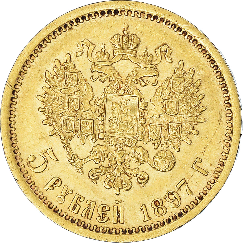 Moneta, Russia, Nicholas II, 5 Roubles, 1897, St. Petersburg, SPL-, Oro, KM:62