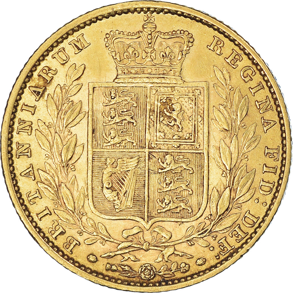 Coin, Great Britain, Victoria, Sovereign, 1853, AU(50-53), Gold, KM:736.1