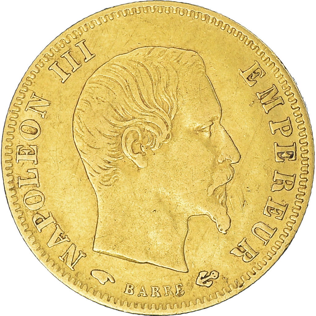 Munten, Frankrijk, Napoleon III, 5 Francs, 1858, Paris, ZF, Goud, KM:787.1