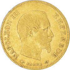 Moeda, França, Napoleon III, 10 Francs, 1855, Paris, VF(30-35), Dourado