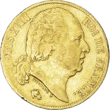 Coin, France, Louis XVIII, 20 Francs, 1819, Paris, VF(30-35), Gold, KM:712.1