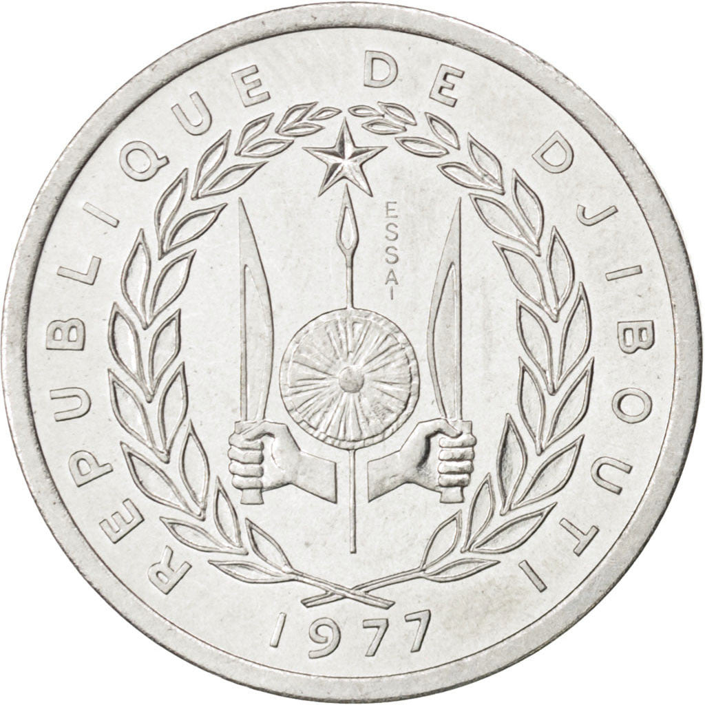DJIBOUTI, Franc, 1977, KM #E1, MS(63), Aluminium, 1.29