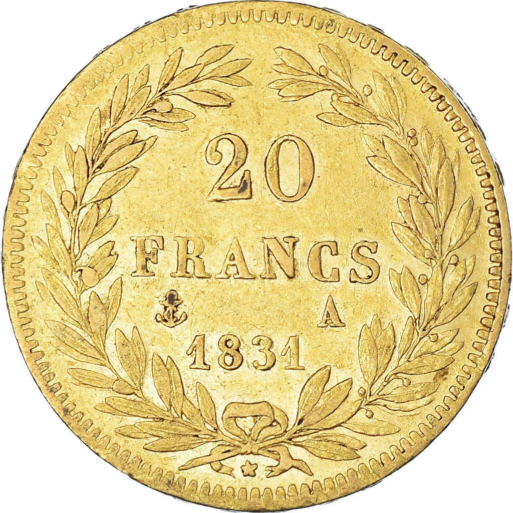 Moneta, Francia, Louis-Philippe, 20 Francs, 1831, Paris, BB, Oro, KM:746.1