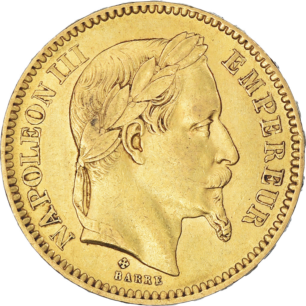 Coin, France, Napoleon III, 20 Francs, 1861, Strasbourg, AU(50-53), Gold