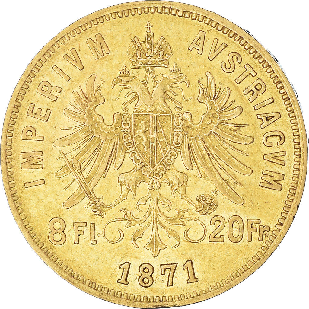 Monnaie, Autriche, Franz Joseph I, 8 Florins-20 Francs, 1871, TTB+, Or, KM:2269