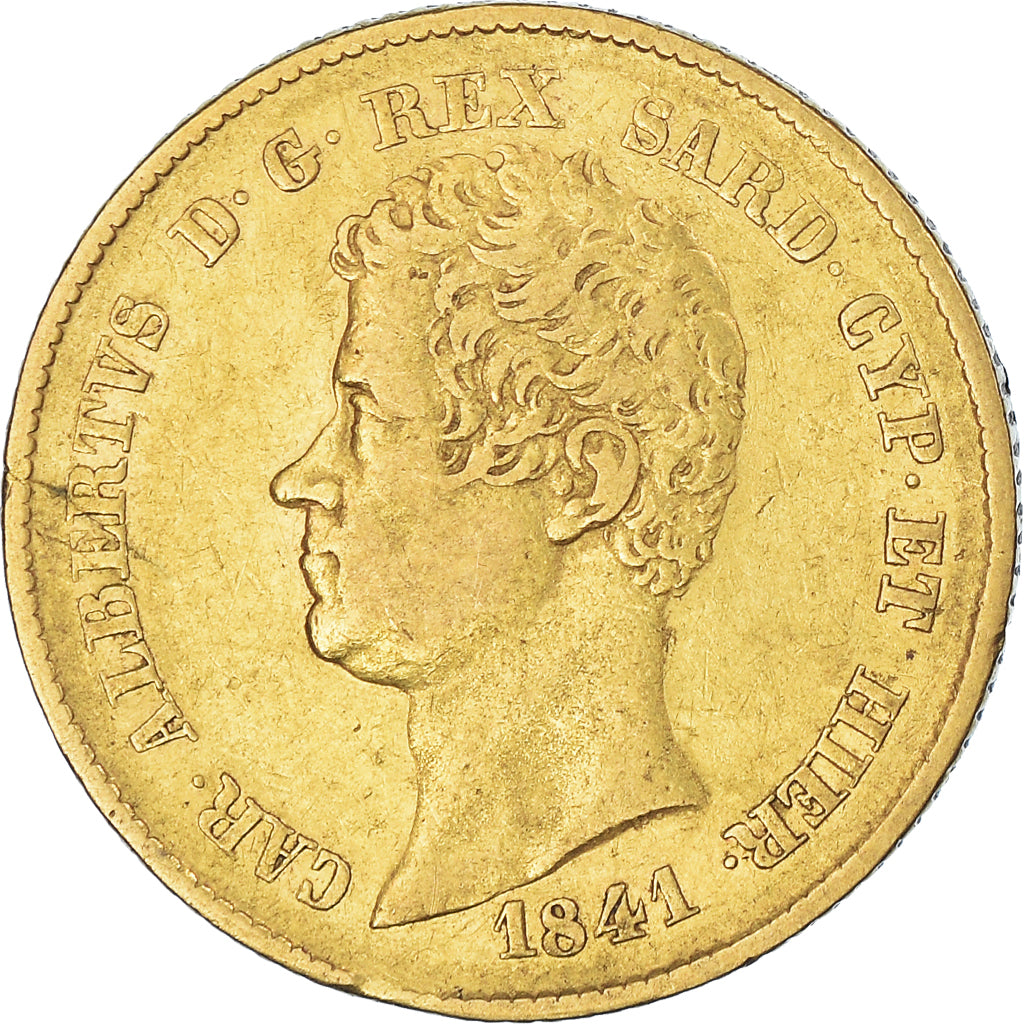 Moeda, ESTADOS ITALIANOS, SARDINIA, Carlo Alberto, 20 Lire, 1841, Genoa, Muito