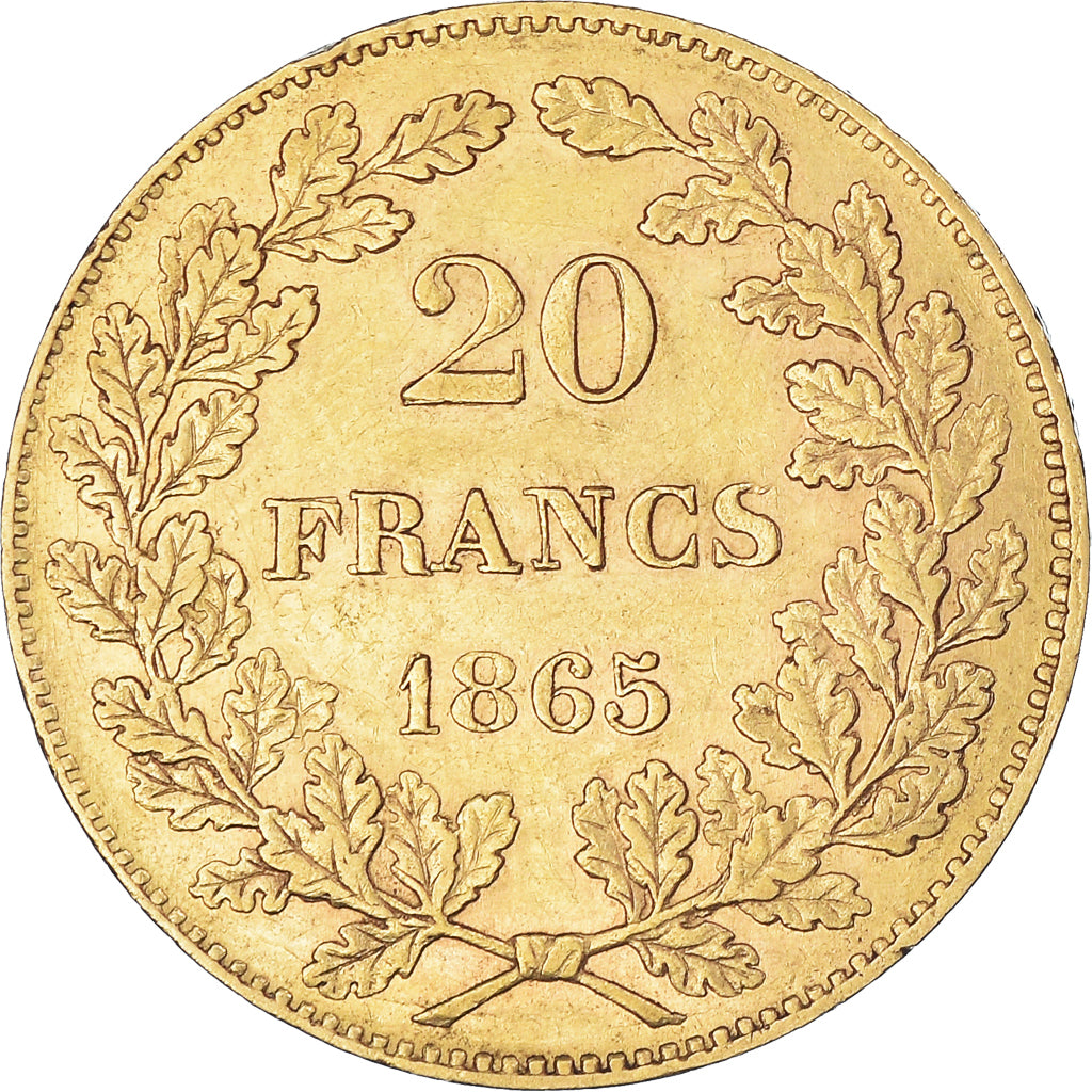 Münze, Belgien, Leopold I, 20 Francs, 1865, SS, Gold, KM:23