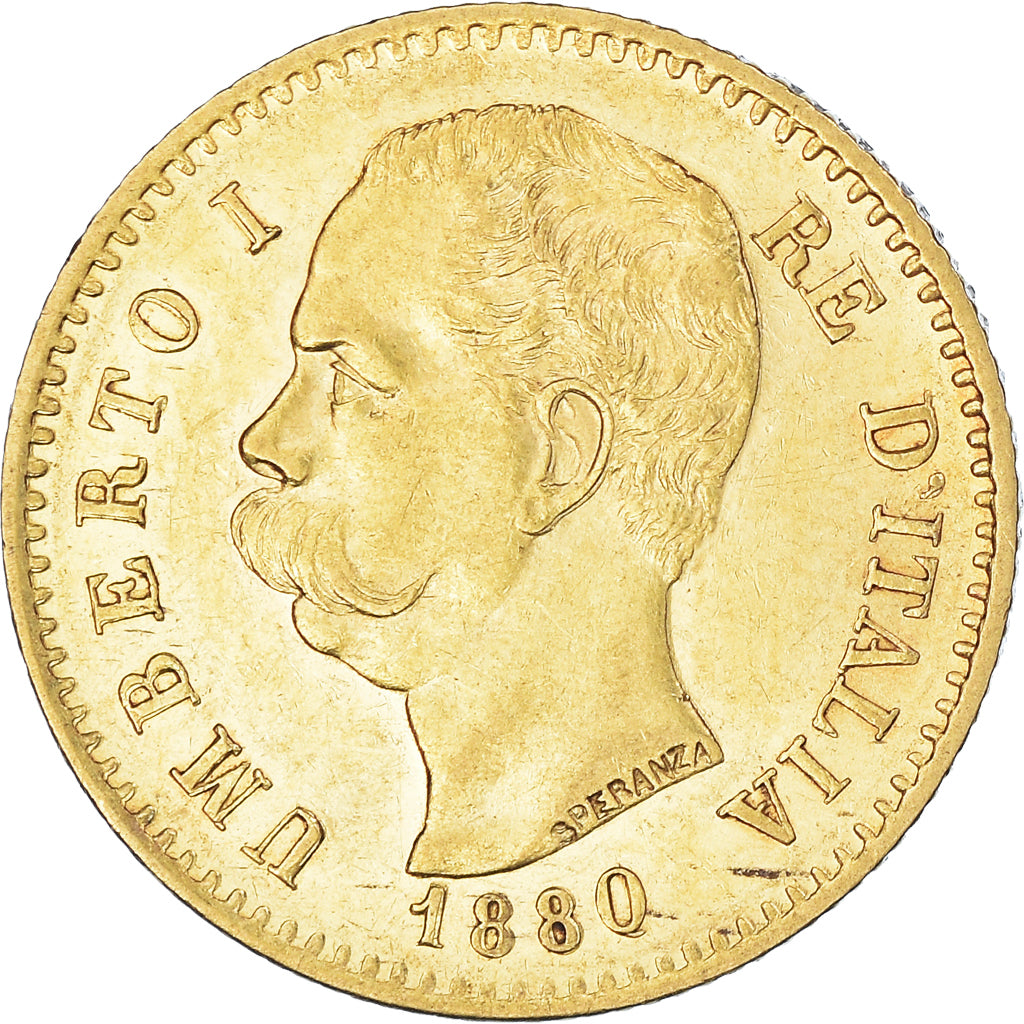 Coin, Italy, Umberto I, 20 Lire, 1880, Rome, MS(63), Gold, KM:21