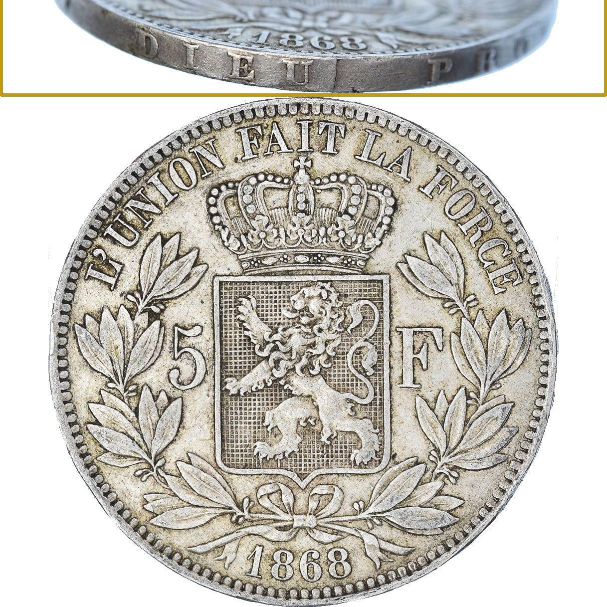 Coin, Belgium, Leopold II, 5 Francs, 5 Frank, 1868, Fautée / Error, VF(30-35)