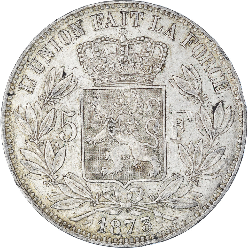 Coin, Belgium, Leopold II, 5 Francs, 5 Frank, 1873, EF(40-45), Silver, KM:24