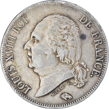 Moneta, Francia, Louis XVIII, 5 Francs, 1822, Paris, BB, Argento, KM:711.1
