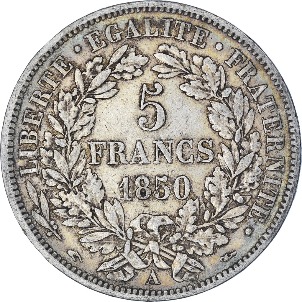 Münze, Frankreich, Cérès, 5 Francs, 1850, Paris, S+, Silber, KM:761.1