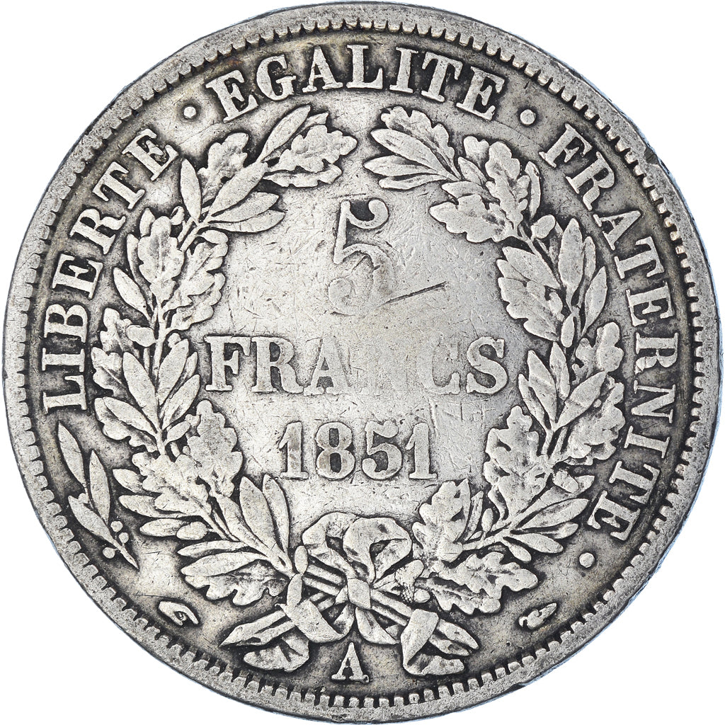 Coin, France, Cérès, 5 Francs, 1851, Paris, VF(20-25), Silver, KM:761.1