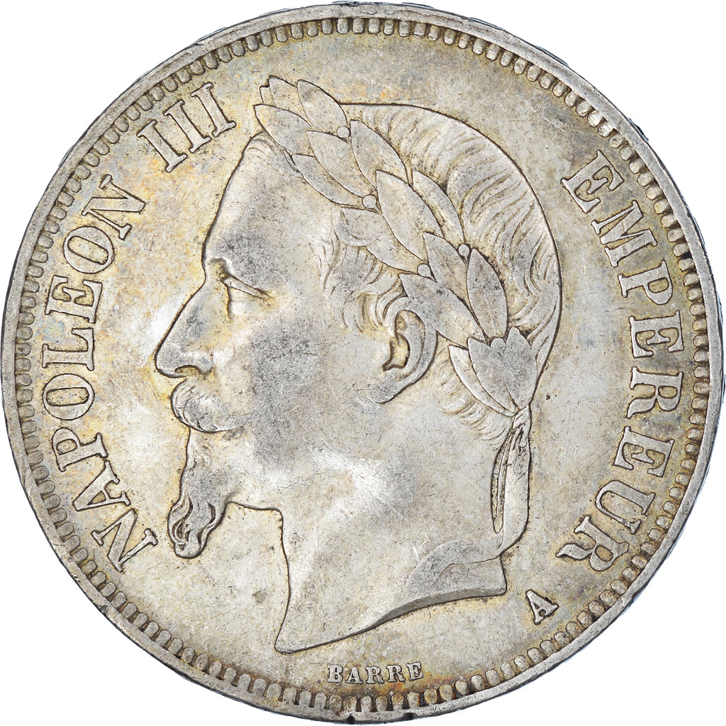 Moneda, Francia, Napoleon III, 5 Francs, 1868, Paris, MBC, Plata, KM:799.1