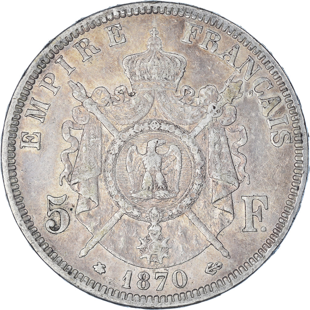 Coin, France, Napoleon III, 5 Francs, 1870, Paris, EF(40-45), Silver, KM:799.1