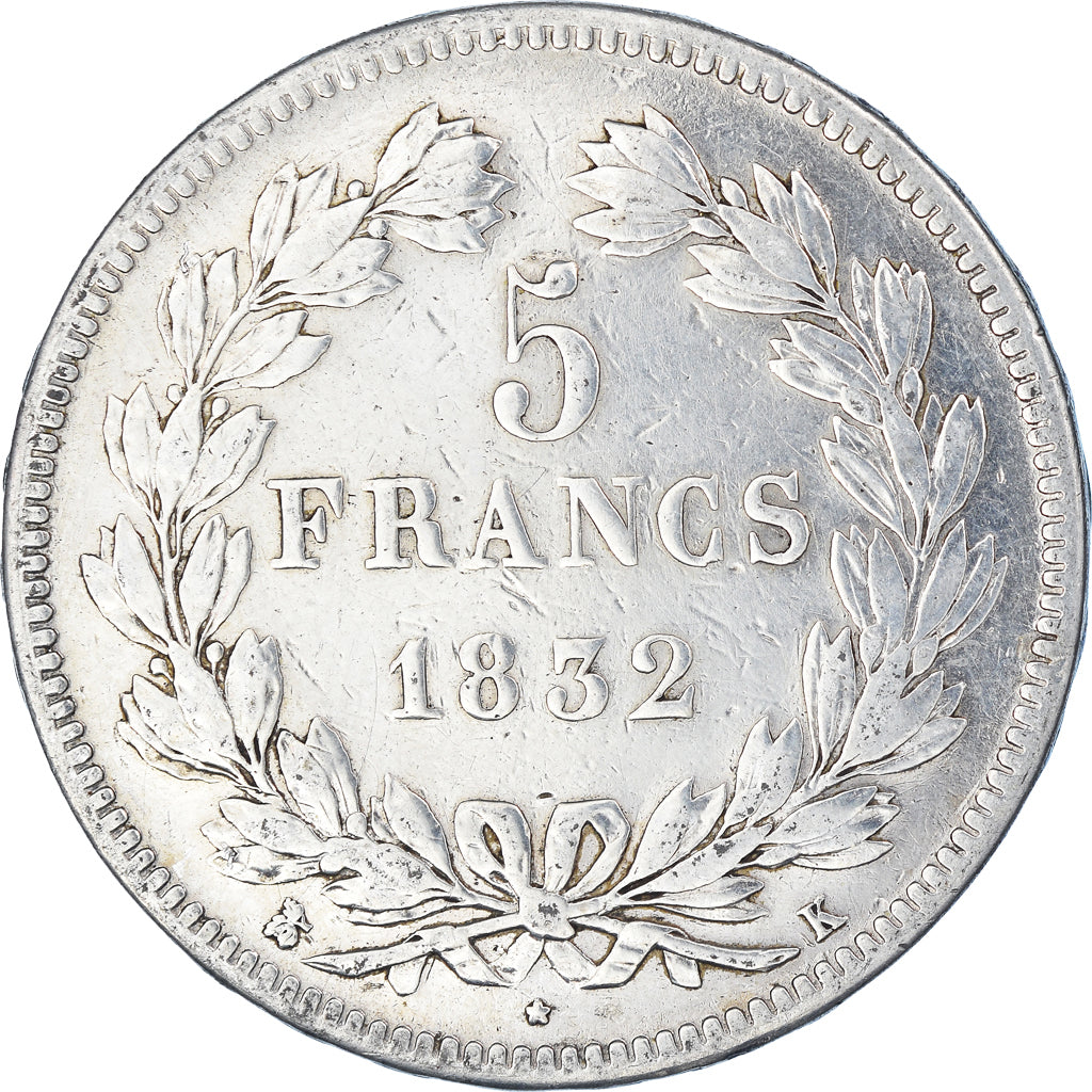 Coin, France, Louis-Philippe, 5 Francs, 1832, Bordeaux, VF(20-25), Silver