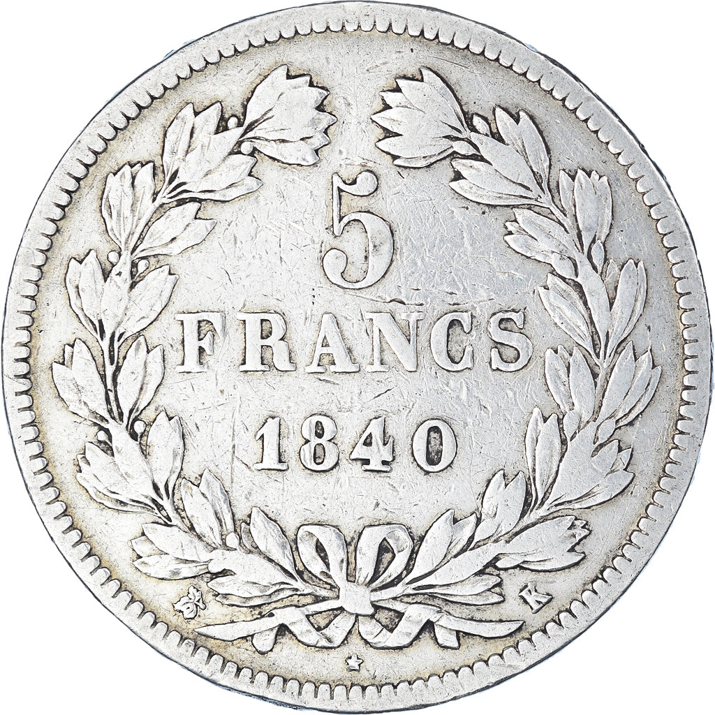 Coin, France, Louis-Philippe, 5 Francs, 1840, Bordeaux, VF(20-25), Silver
