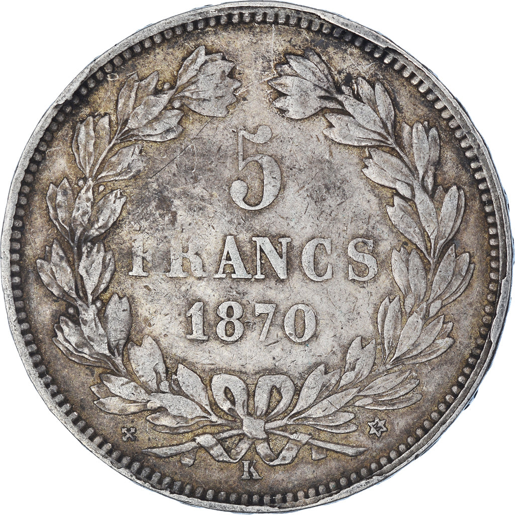 Coin, France, Cérès, 5 Francs, 1870, Bordeaux, VF(30-35), Silver, KM:818.2