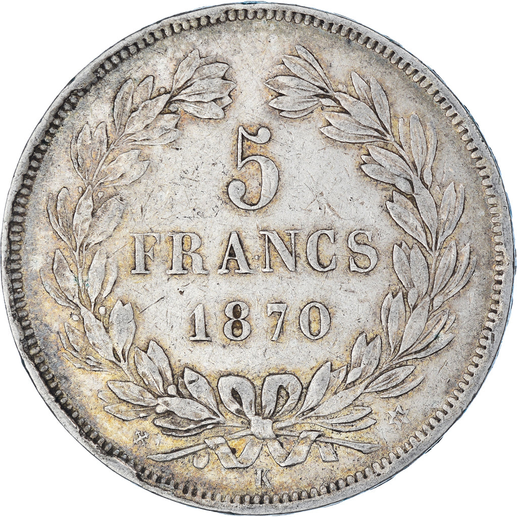 Coin, France, Cérès, 5 Francs, 1870, Bordeaux, EF(40-45), Silver, KM:818.2