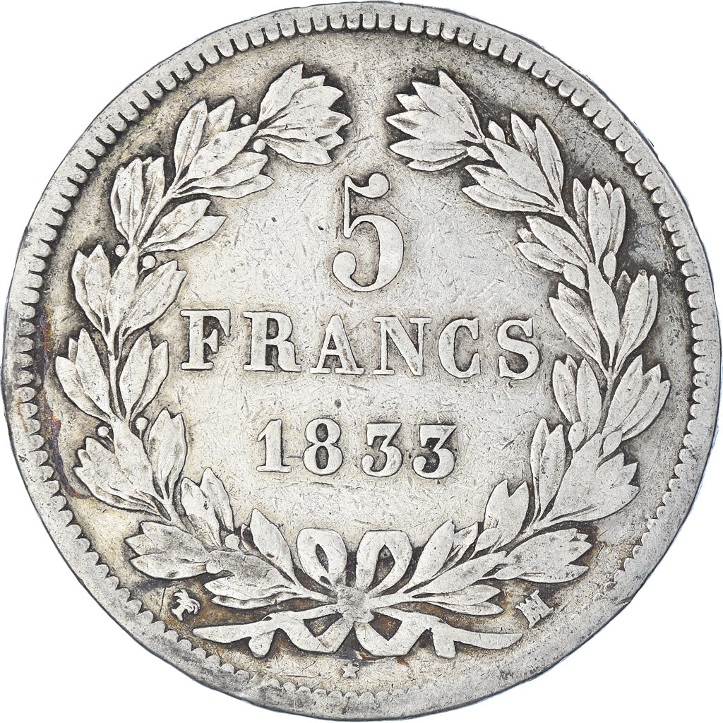 Monnaie, France, Louis-Philippe, 5 Francs, 1833, Marseille, TB, Argent
