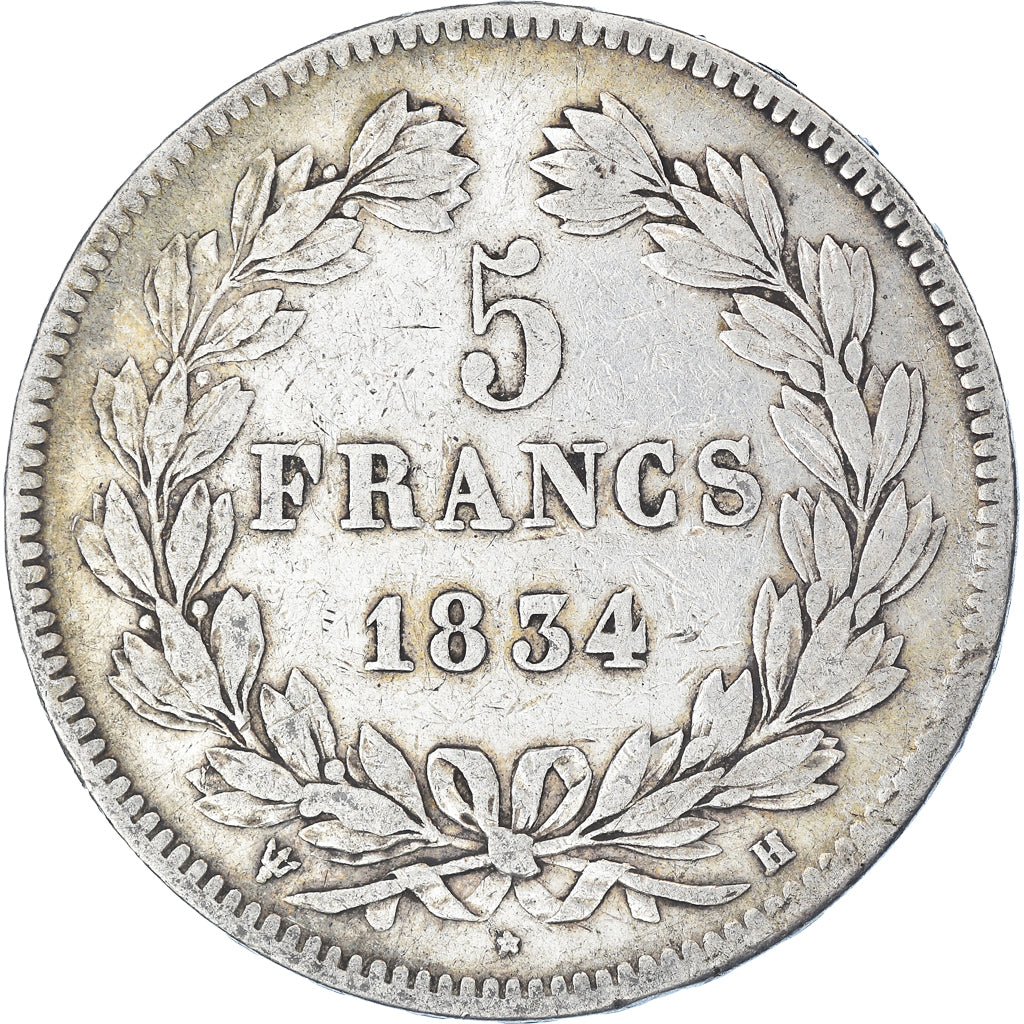 Monnaie, France, Louis-Philippe, 5 Francs, 1834, La Rochelle, TB, Argent