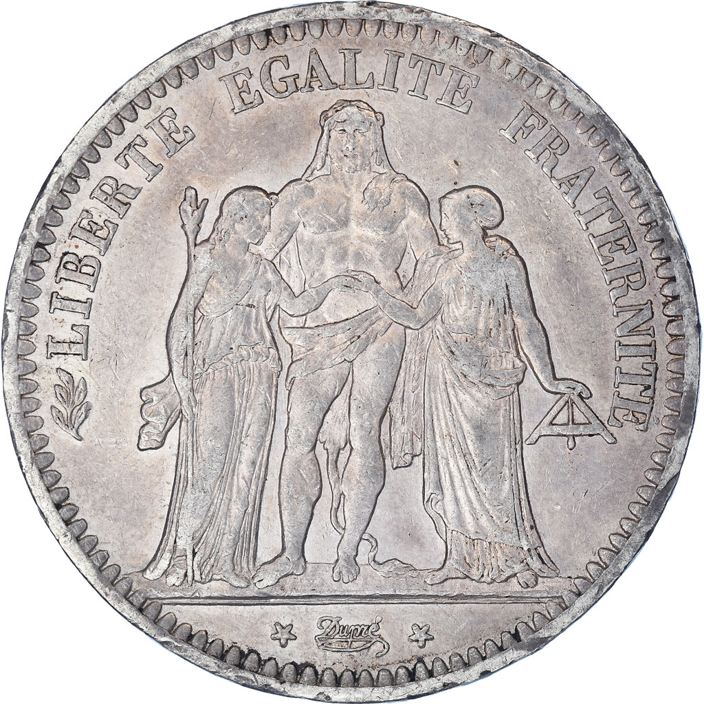 Moeda, França, Hercule, 5 Francs, 1848, Strasbourg, EF(40-45), Prata, KM:756.2