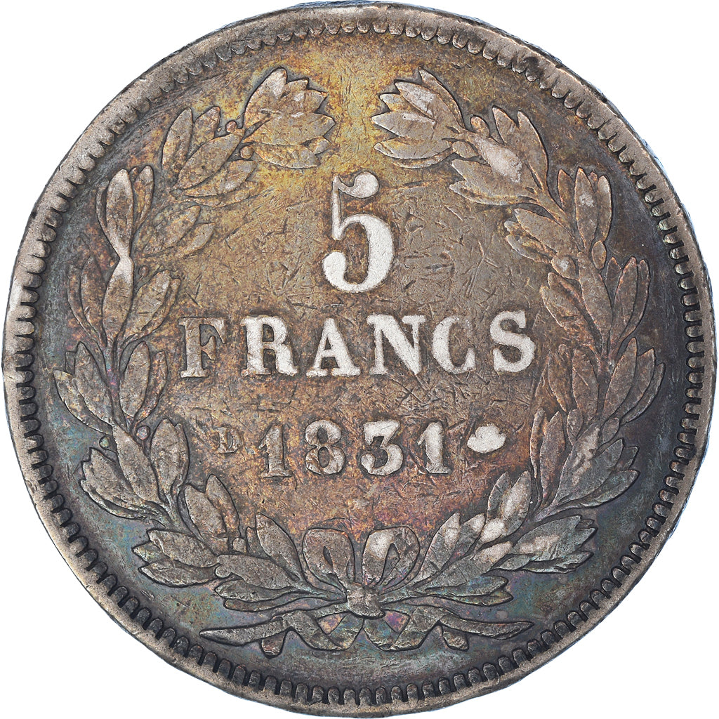 Monnaie, France, Louis-Philippe, 5 Francs, 1831, Lyon, TB, Argent, Gadoury:677