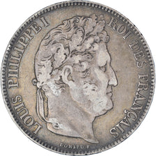 Moneta, Francia, Louis-Philippe, 5 Francs, 1834, Lyon, MB+, Argento, KM:749.4