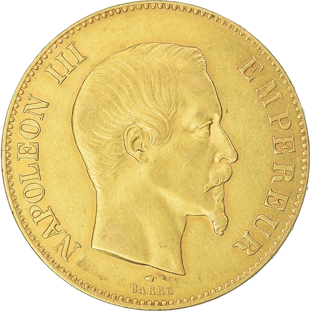 Coin, France, Napoleon III, 100 Francs, 1858, Paris, AU(50-53), Gold, KM:786.1