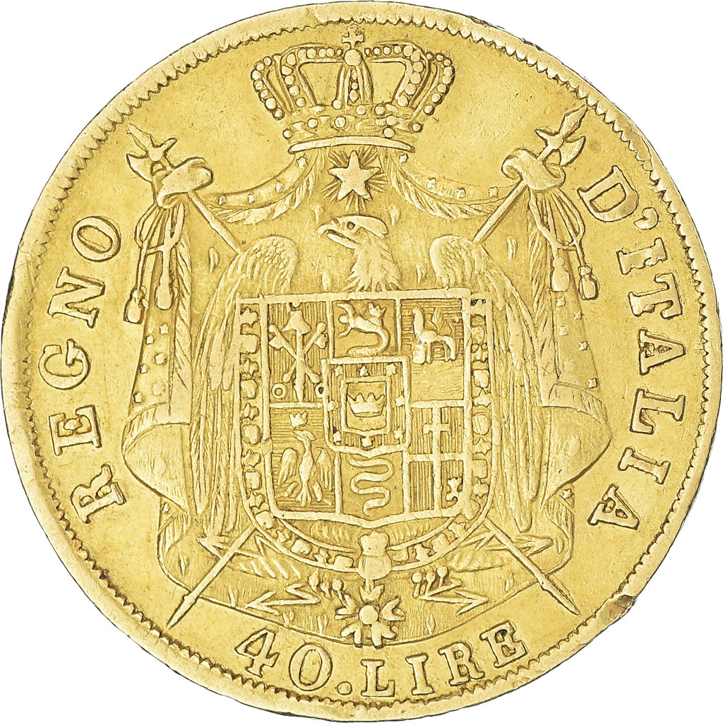 Moneta, STATI ITALIANI, KINGDOM OF NAPOLEON, Napoleon I, 40 Lire, 1808, Milan