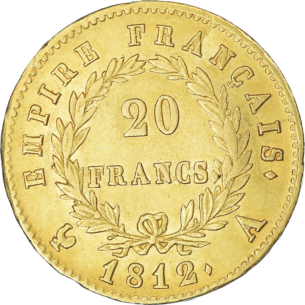 Moneda, Francia, Napoléon I, 20 Francs, 1812, Paris, MBC+, Oro, KM:695.1