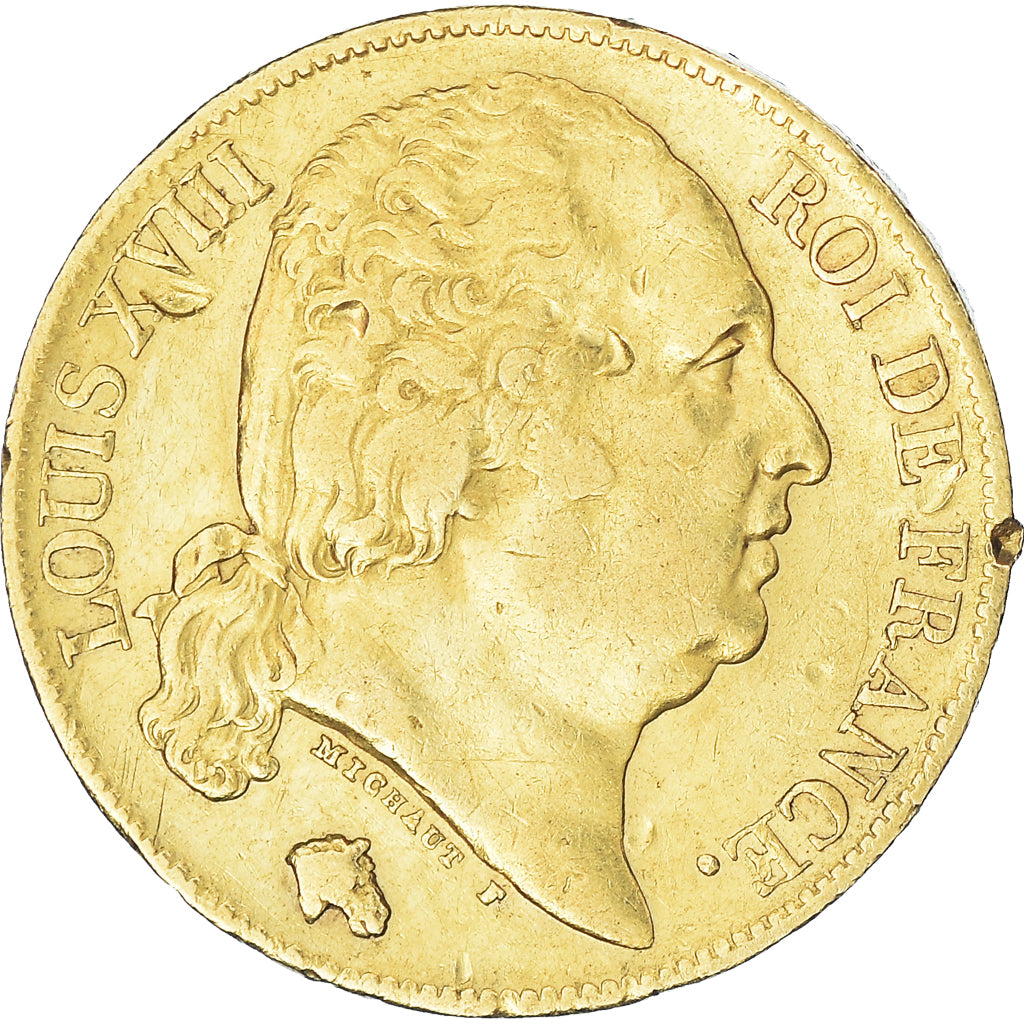 Munten, Frankrijk, Louis XVIII, 20 Francs, 1819, Paris, ZF, Goud, KM:712.1
