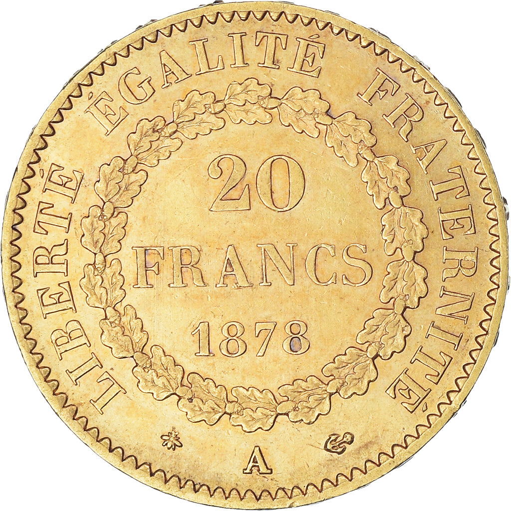 Moneta, Francia, Génie, 20 Francs, 1878, Paris, SPL-, Oro, KM:825, Gadoury:1063