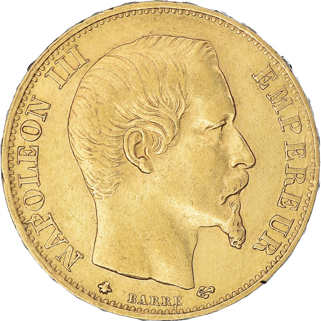Moneda, Francia, Napoleon III, 20 Francs, 1860/50, Strasbourg, MBC+, Oro