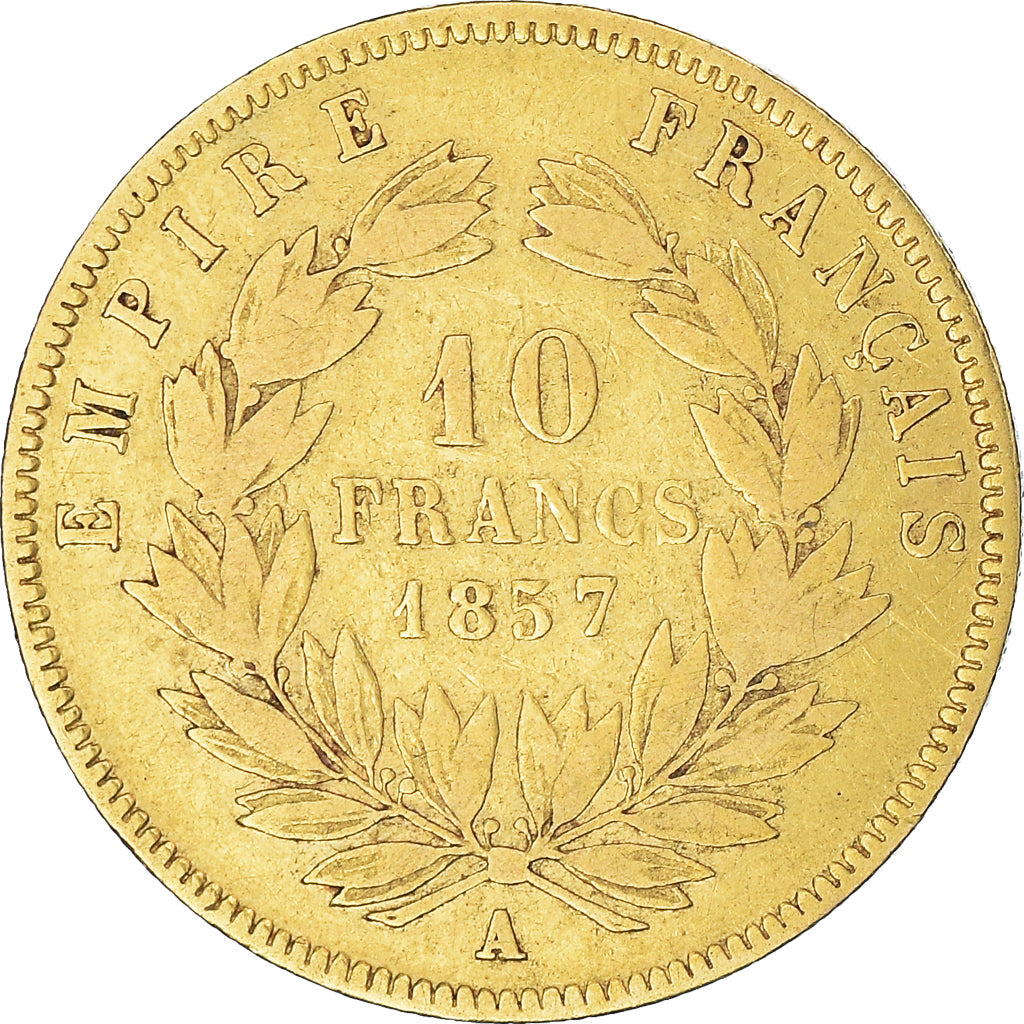 Munten, Frankrijk, Napoleon III, 10 Francs, 1857, Paris, FR+, Goud