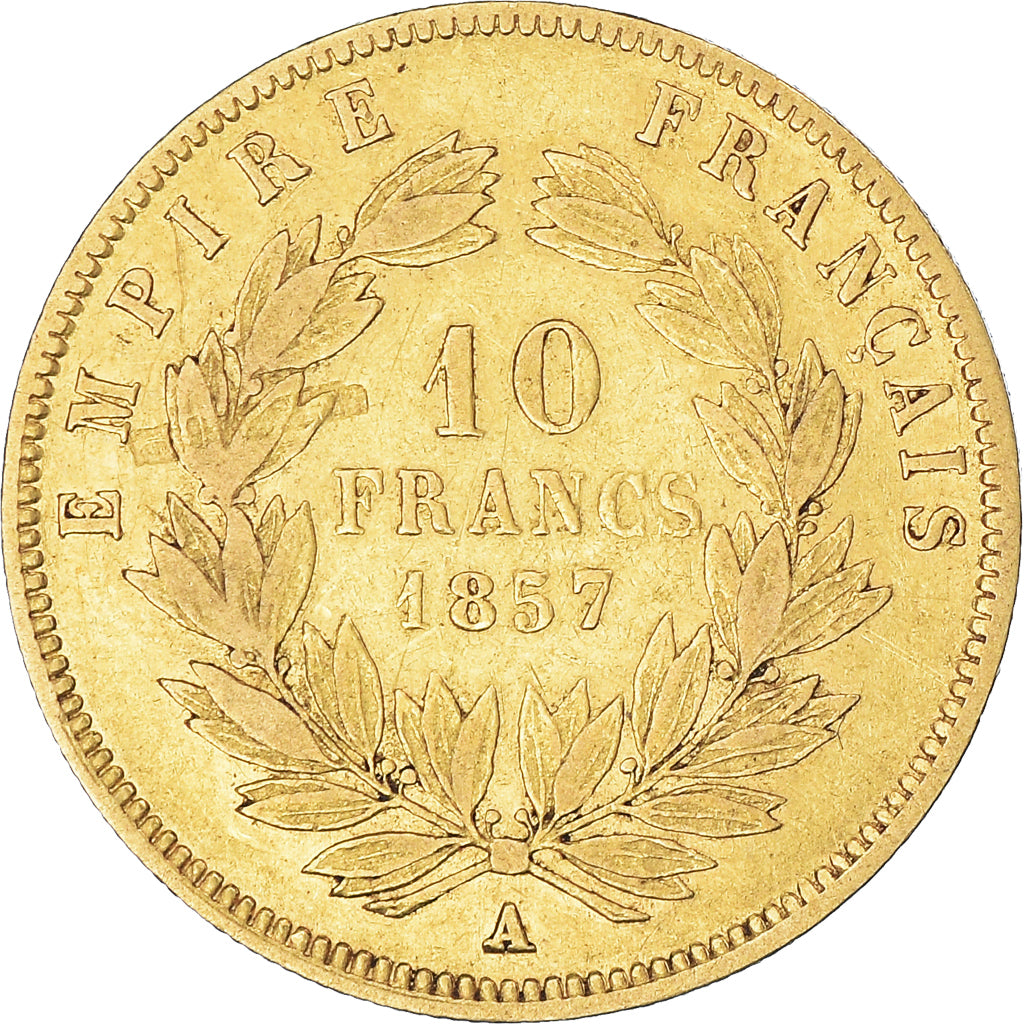 Moneta, Francja, Napoleon III, Napoléon III, 10 Francs, 1857, Paris, VF(30-35)