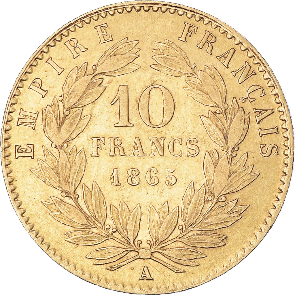 Monnaie, France, Napoleon III, 10 Francs, 1865, Paris, TTB, Or, Gadoury:1015