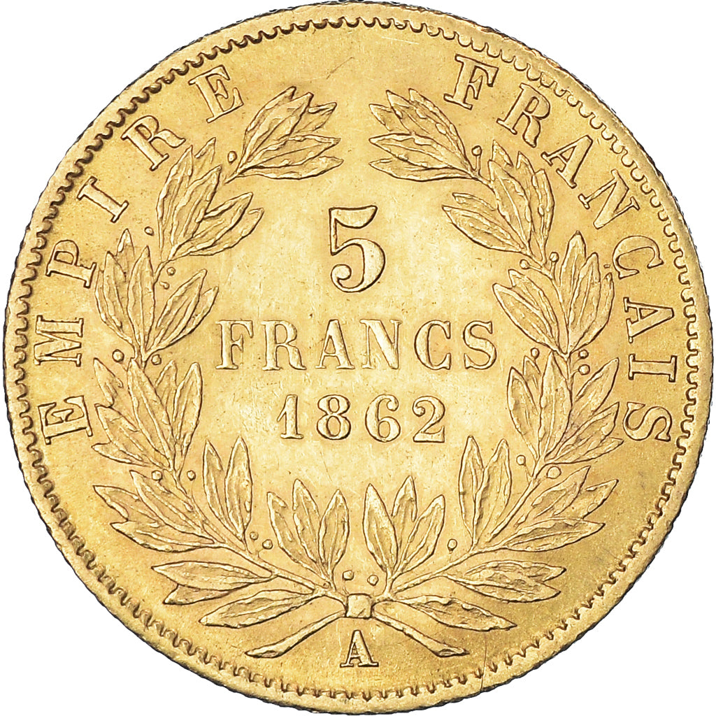 Coin, France, Napoleon III, 5 Francs, 1862, Paris, AU(50-53), Gold, KM:803.1