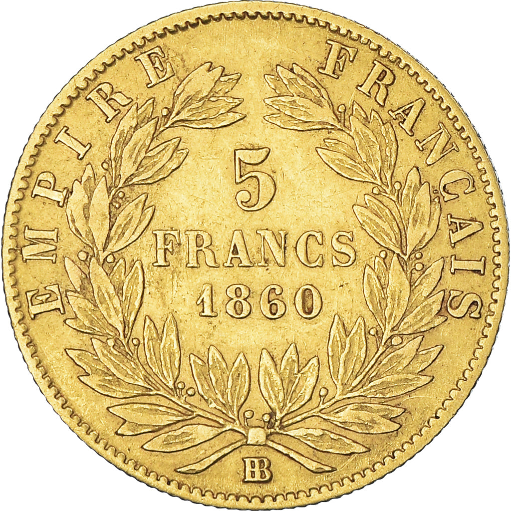 Monnaie, France, Napoleon III, 5 Francs, 1860, Strasbourg, TTB, Or