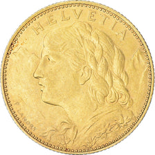 Coin, Switzerland, 10 Francs, 1915, Bern, AU(55-58), Gold, KM:36
