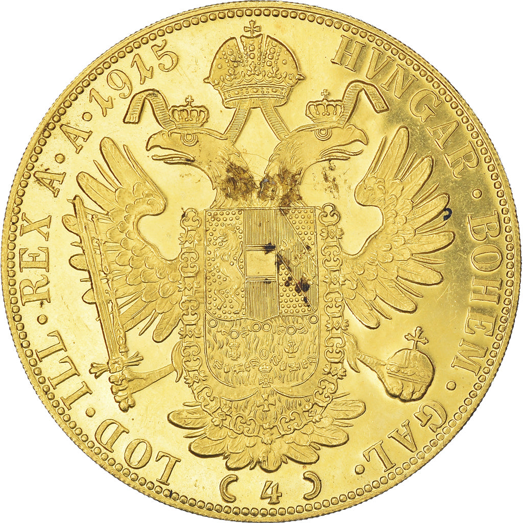 Moneda, Austria, Franz Joseph I, 4 Ducat, 1915, Vienna, Official restrike, SC