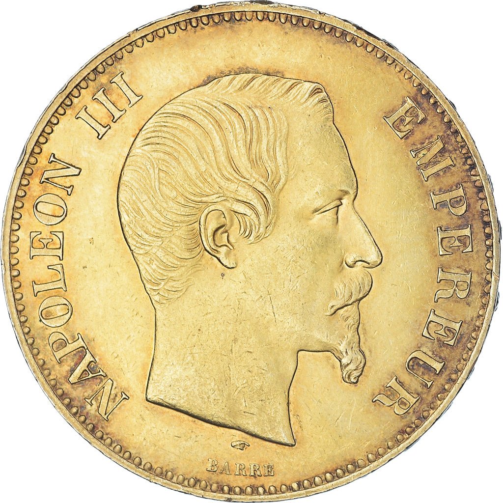 Coin, France, Napoleon III, 100 Francs, 1857, Paris, AU(50-53), Gold, KM:786.1