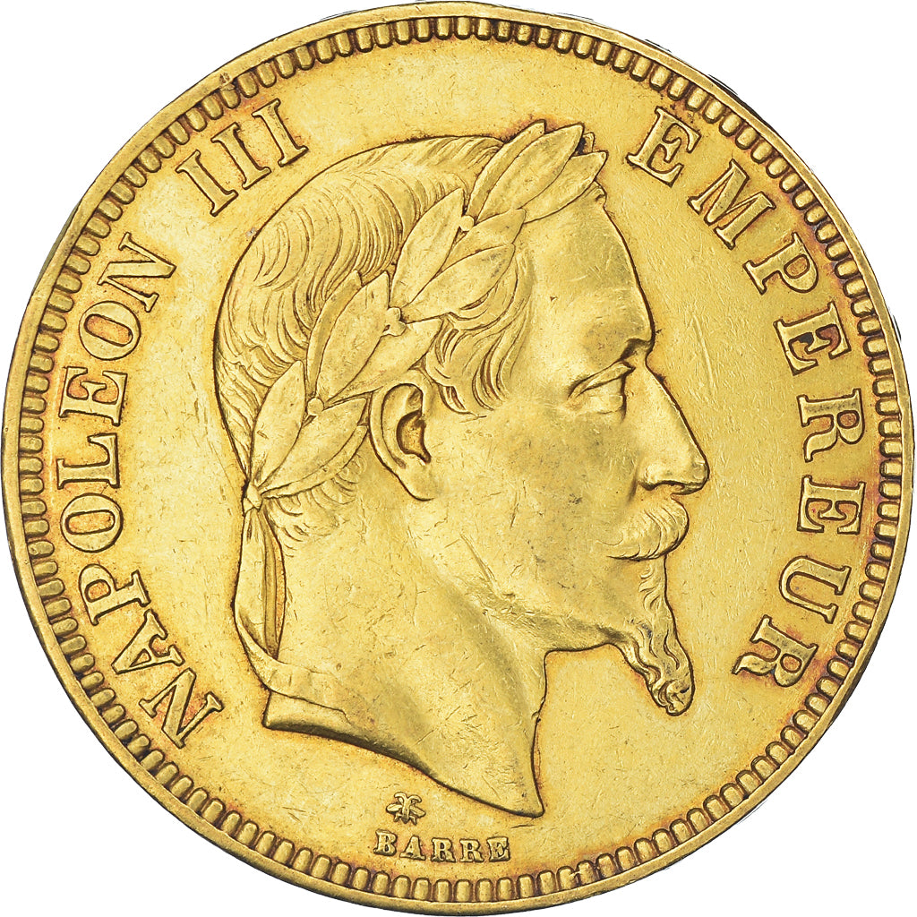 Munten, Frankrijk, Napoleon III, 100 Francs, 1869, Paris, ZF, Goud, KM:802.1