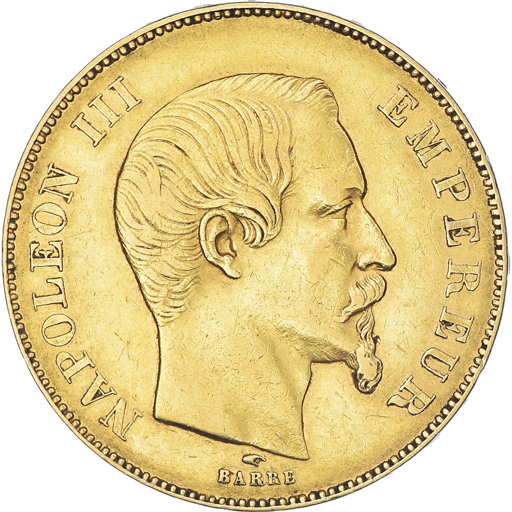Moneta, Francia, Napoleon III, 50 Francs, 1855, Paris, BB, Oro, KM:785.1