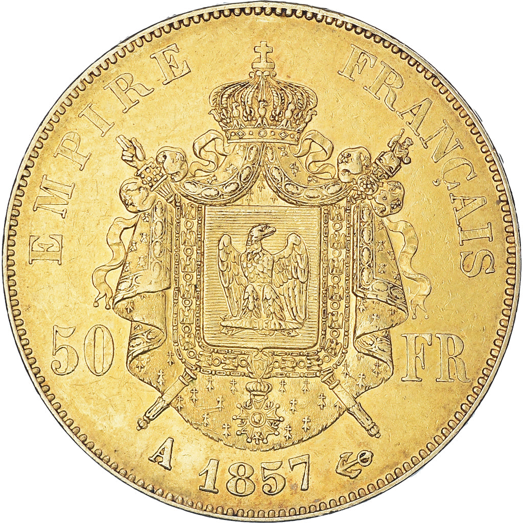 Coin, France, Napoleon III, 50 Francs, 1857, Paris, EF(40-45), Gold, KM:785.1