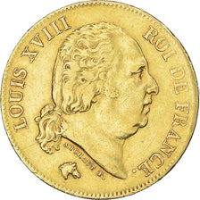 Coin, France, Louis XVIII, 40 Francs, 1818, Lille, EF(40-45), Gold, KM:713.6