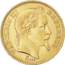 Moeda, França, Napoleon III, 20 Francs, 1863, Paris, AU(50-53), Dourado