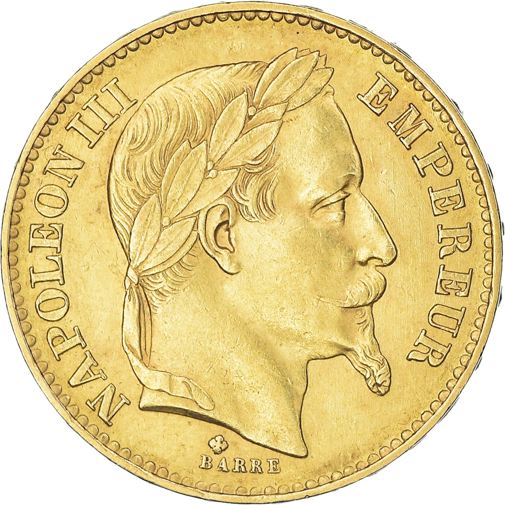 Moneda, Francia, Napoleon III, 20 Francs, 1869, Strasbourg, grand BB, MBC+, Oro