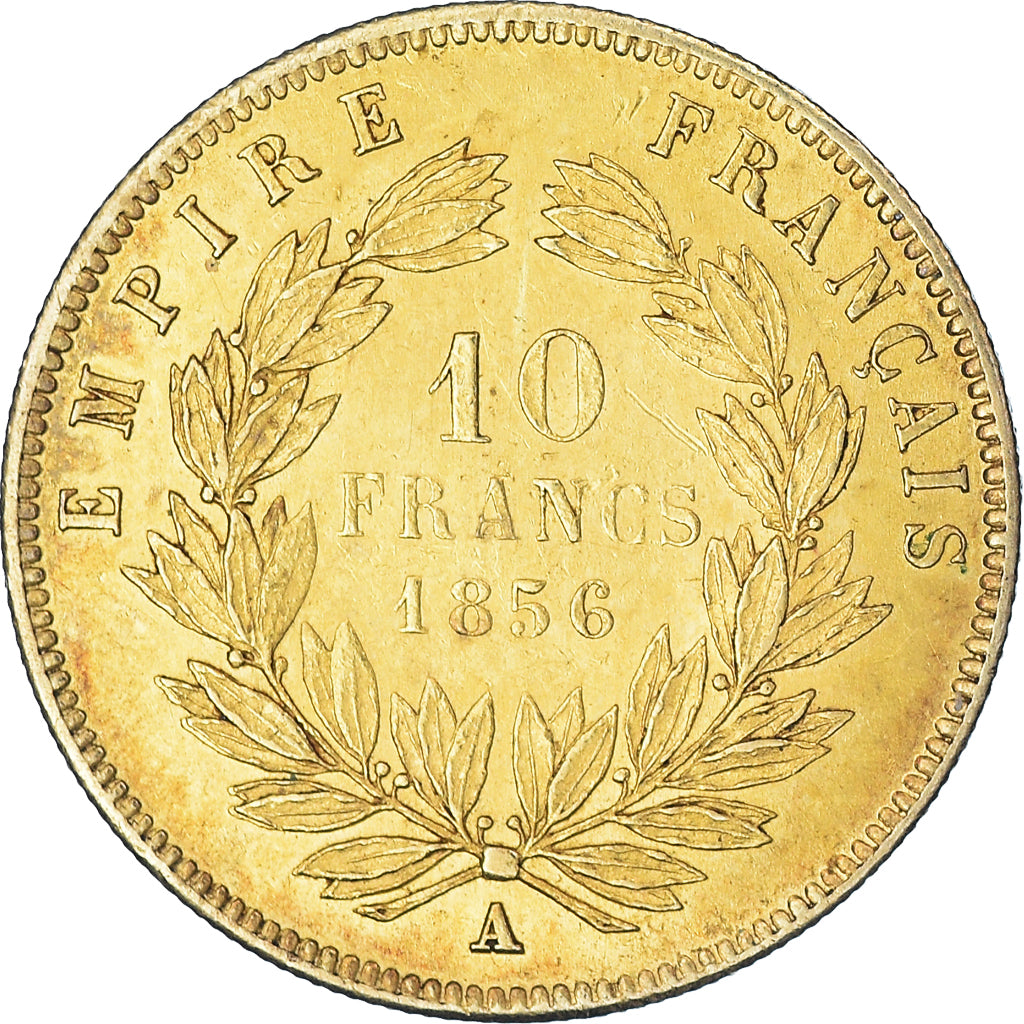Moneta, Francia, Napoleon III, 10 Francs, 1856, Paris, BB+, Oro, KM:784.3